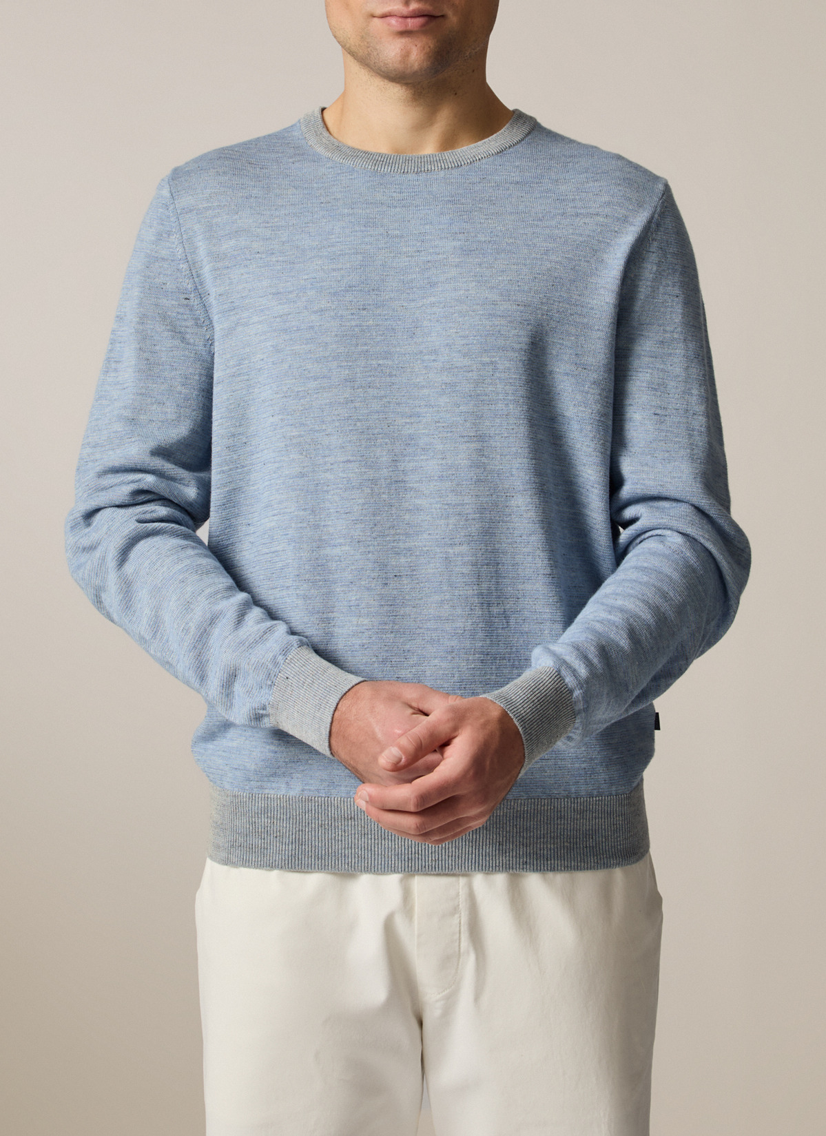Pullover Rundhals 1/1 Arm, Shades of Blue Frontansicht