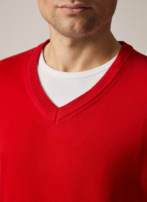 Pullover V-Ausschnitt 1/1 Arm Flash Red Frontansicht