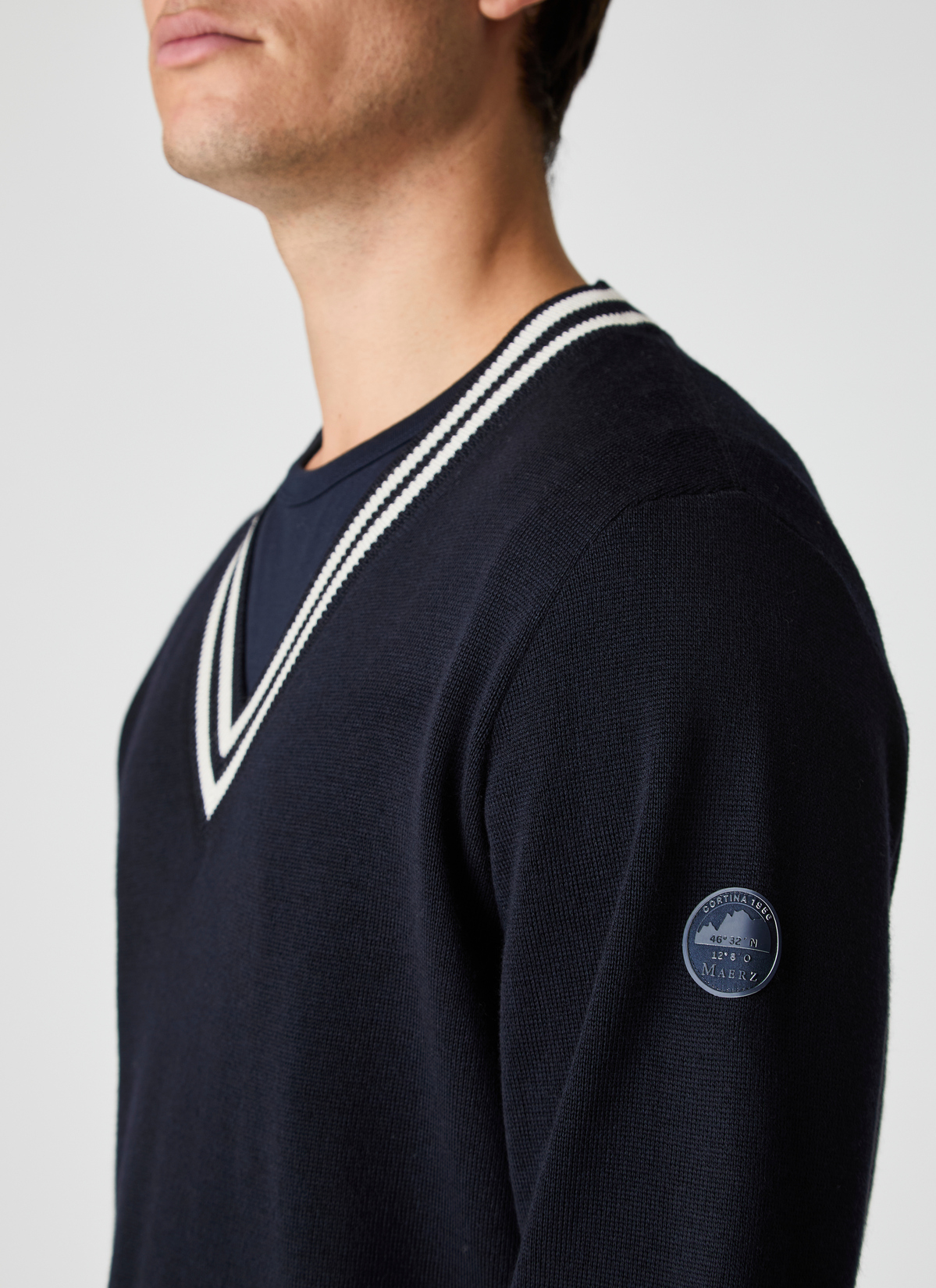 Pullover V-Ausschnitt 1/1 Arm, Navy Detailansicht 1