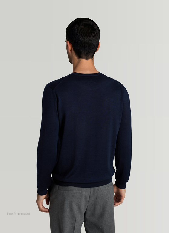 Pullover Rundhals 1/1 Arm Midnight Blue Frontansicht