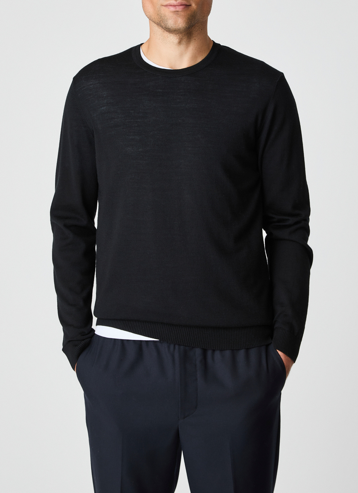 Pullover Rundhals 1/1 Arm, Black Detailansicht 1