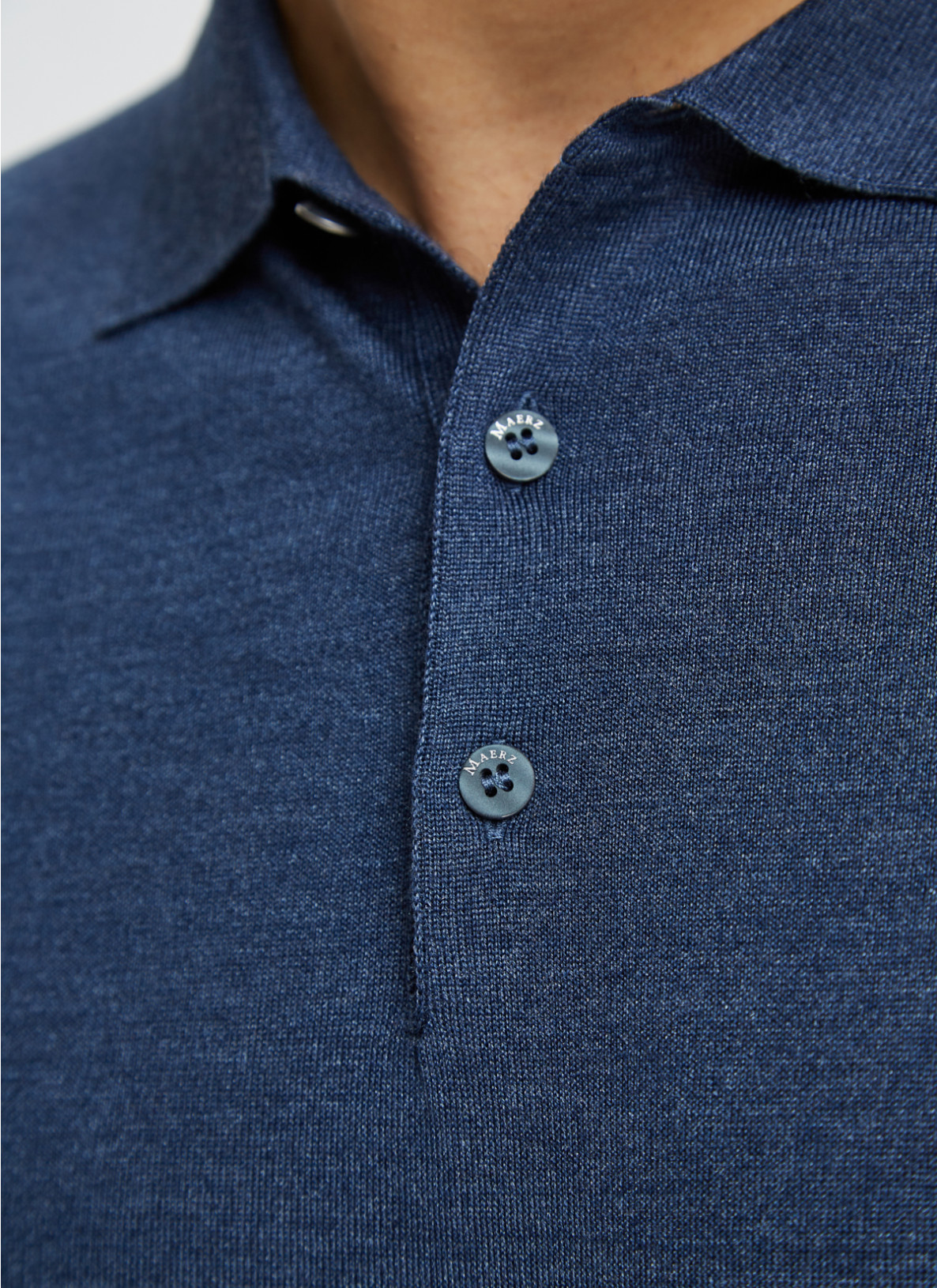 Pullover Polokragen, Knopf 1/1 Arm, Denim Detailansicht 1