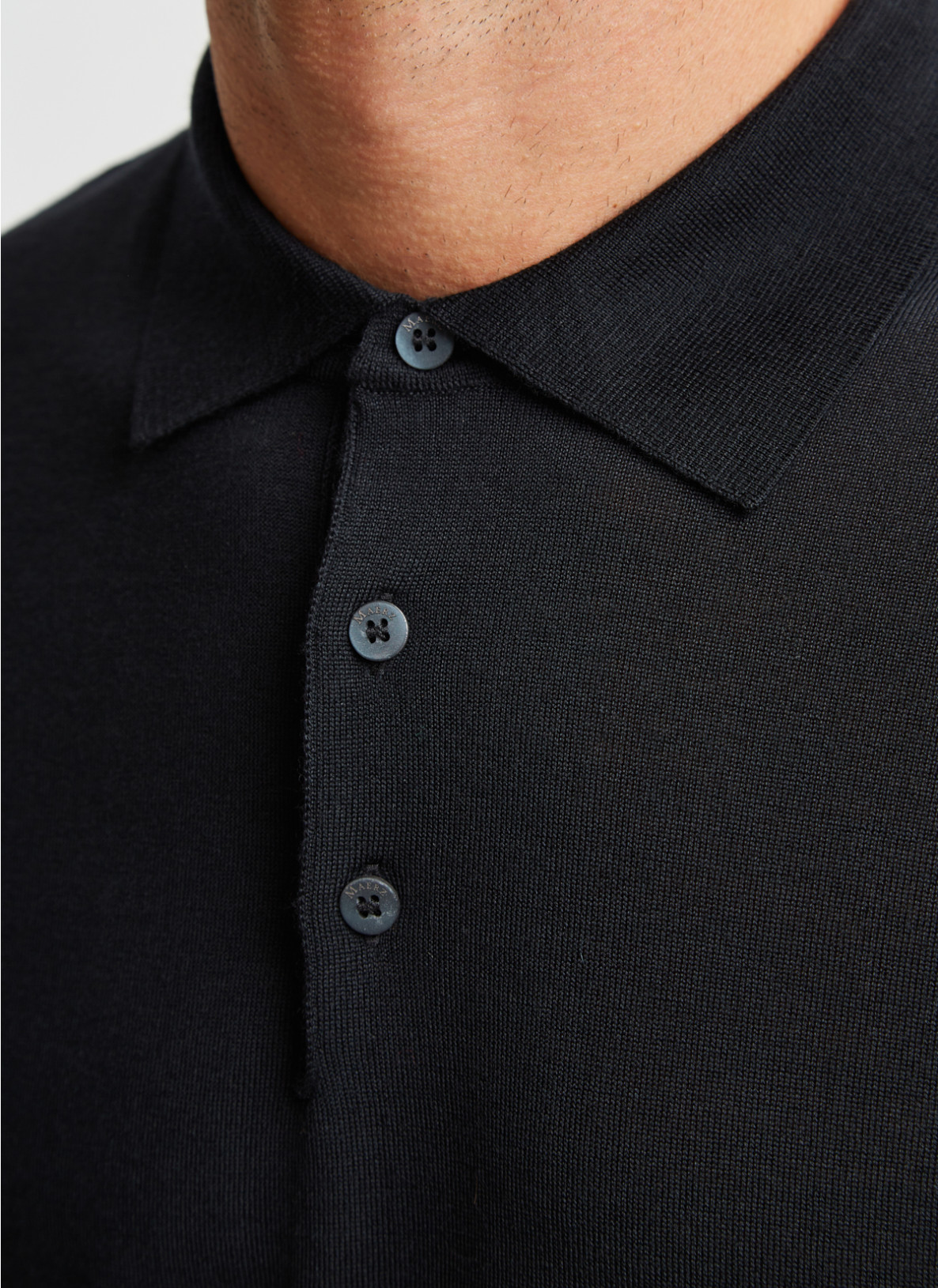 Pullover Polokragen, Knopf 1/1 Arm, Black Detailansicht 1