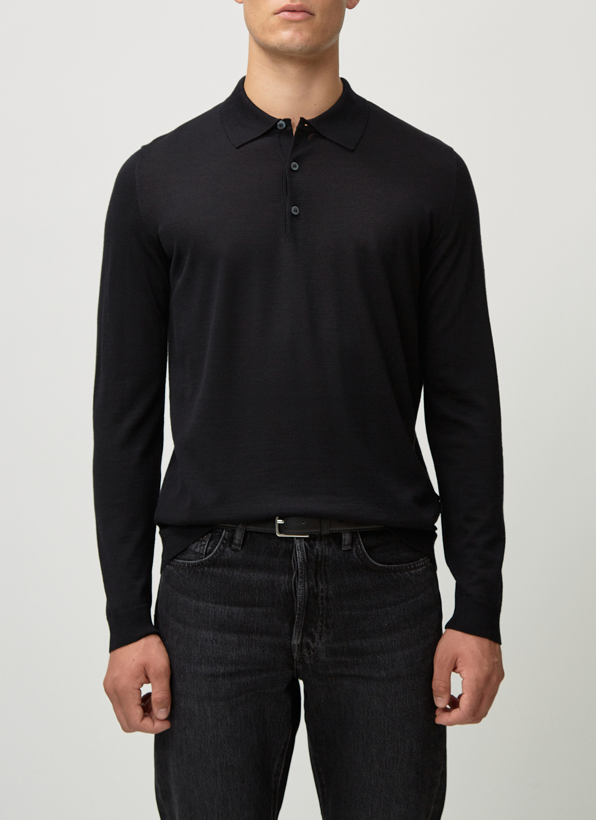 Pullover Polokragen, Black Frontansicht