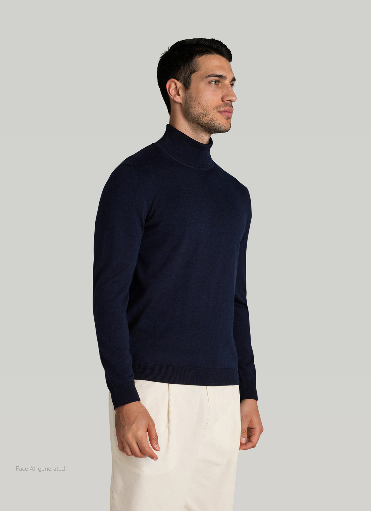 Pullover Rollkragen 1/1 Arm, Midnight Blue Frontansicht