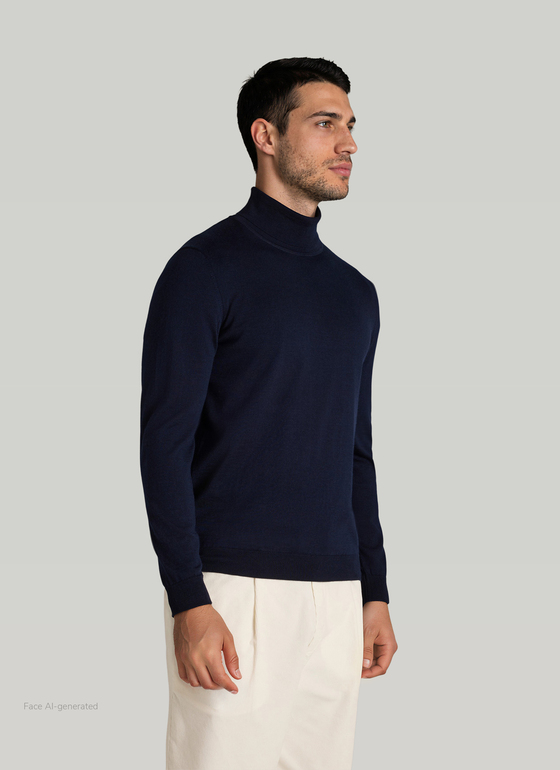 Pullover Rollkragen 1/1 Arm Midnight Blue Frontansicht