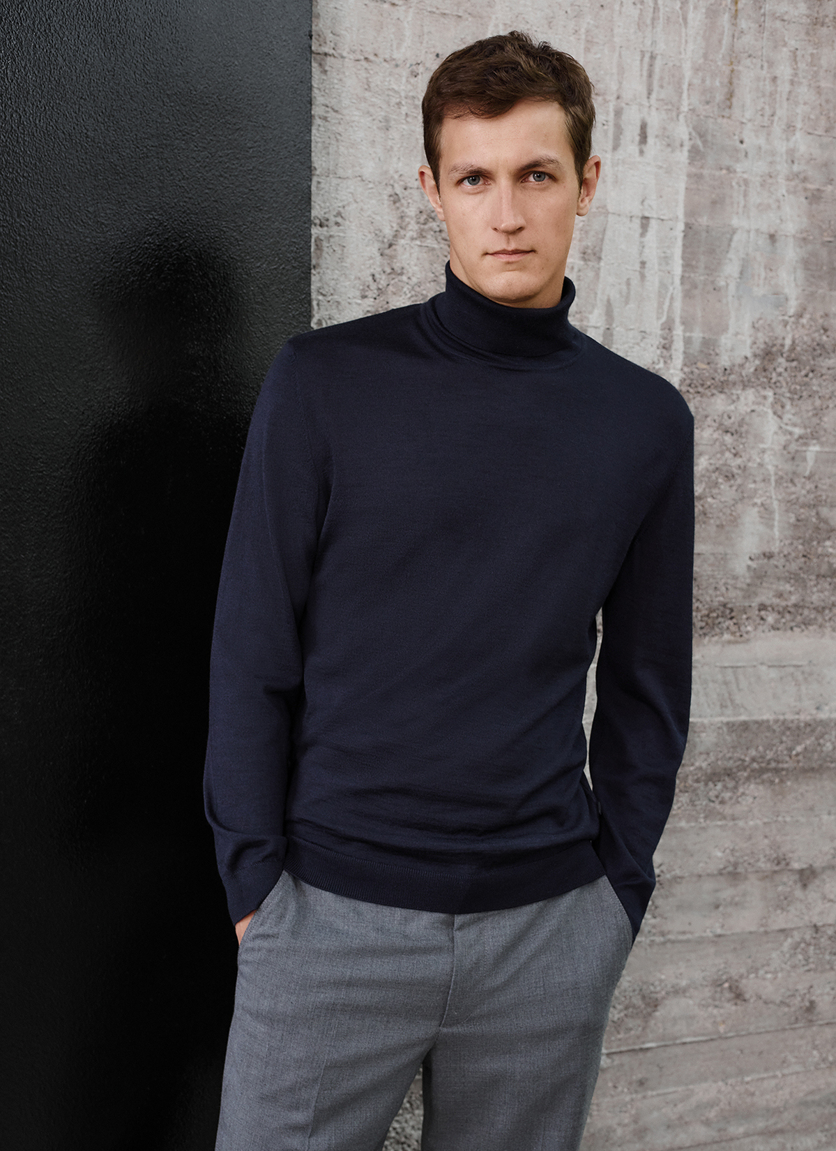Pullover Rollkragen 1/1 Arm, Navy Frontansicht