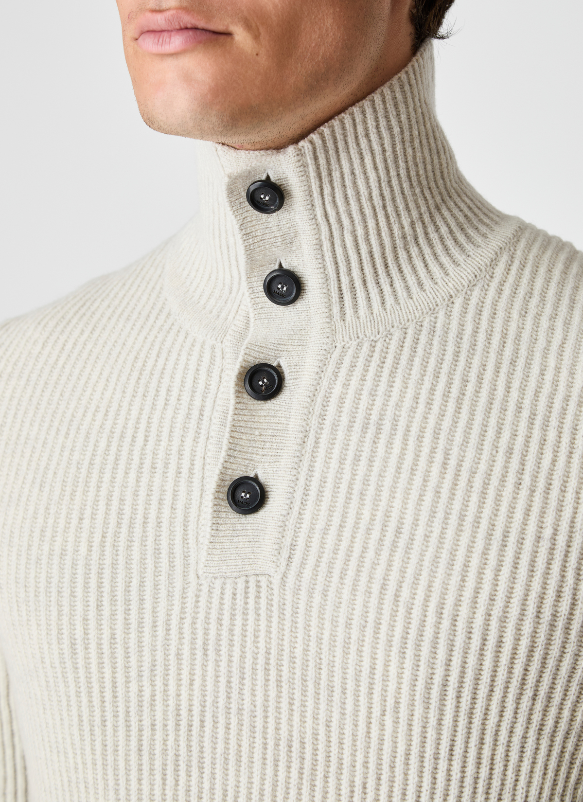 Pullover Troyer 1/1 Arm, Mascarpone Cream Detailansicht 2