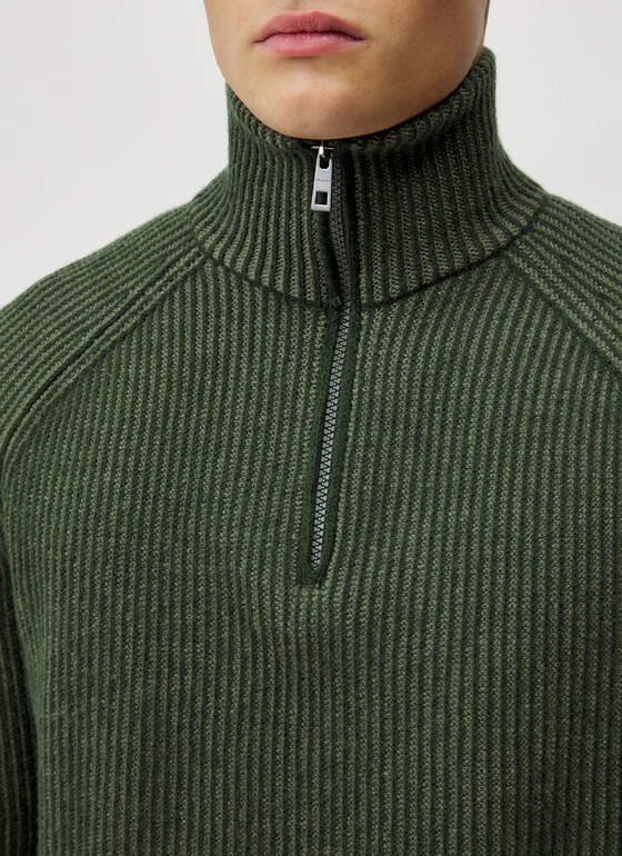 Pullover Troyer 1/1 Arm Dark Green Frontansicht