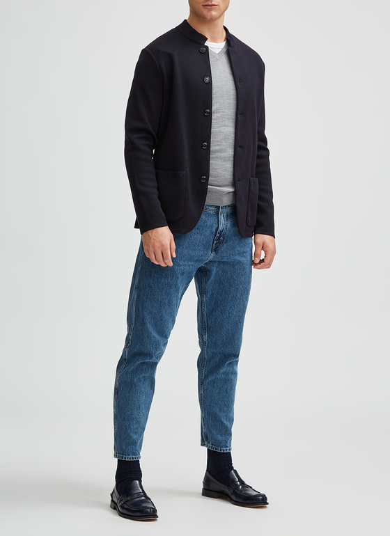 Pullover V-Ausschnitt 1/1 Arm Mercury Grey Frontansicht