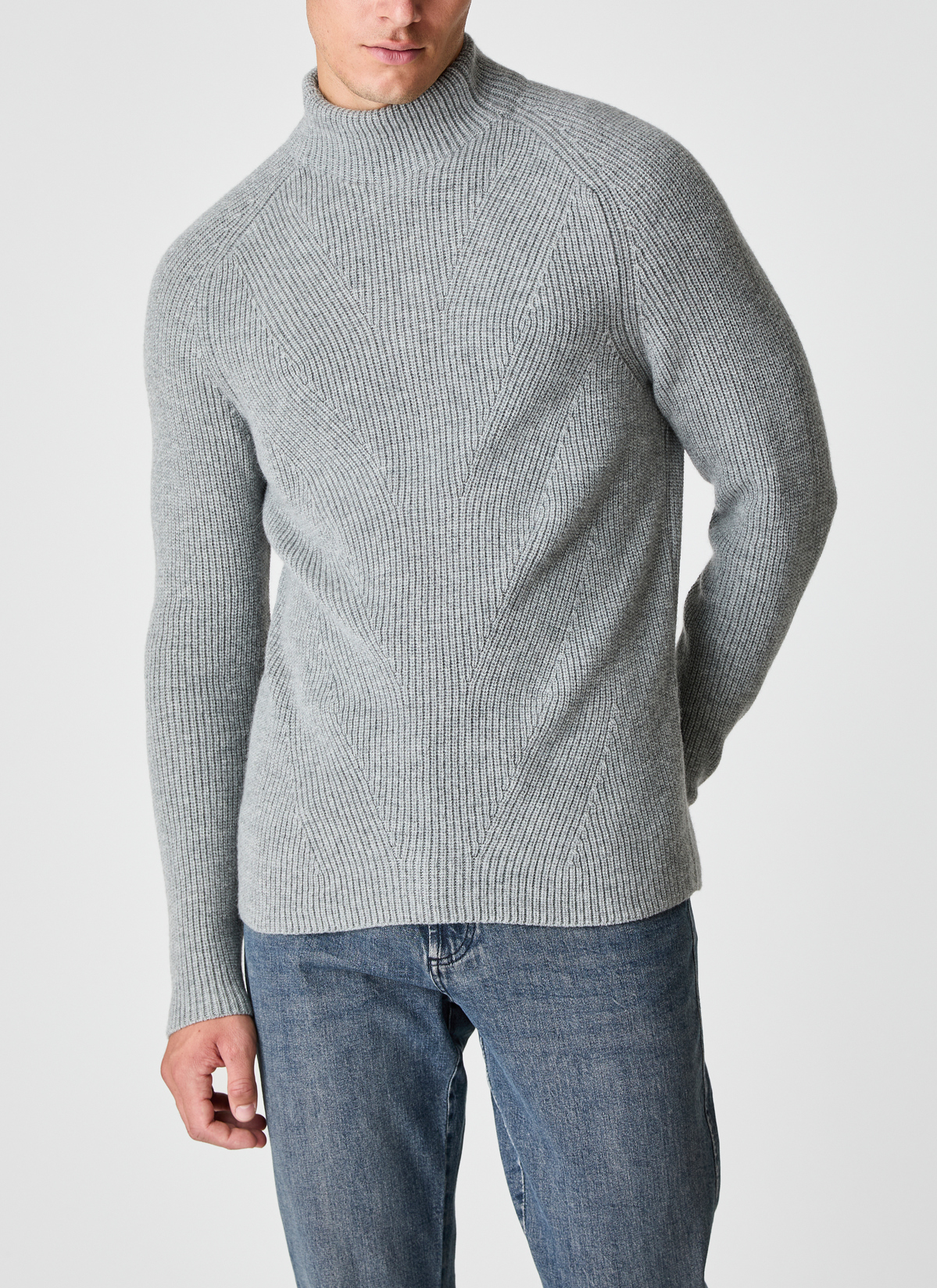 Pullover Stehkragen 1/1 Arm, Twig Frontansicht