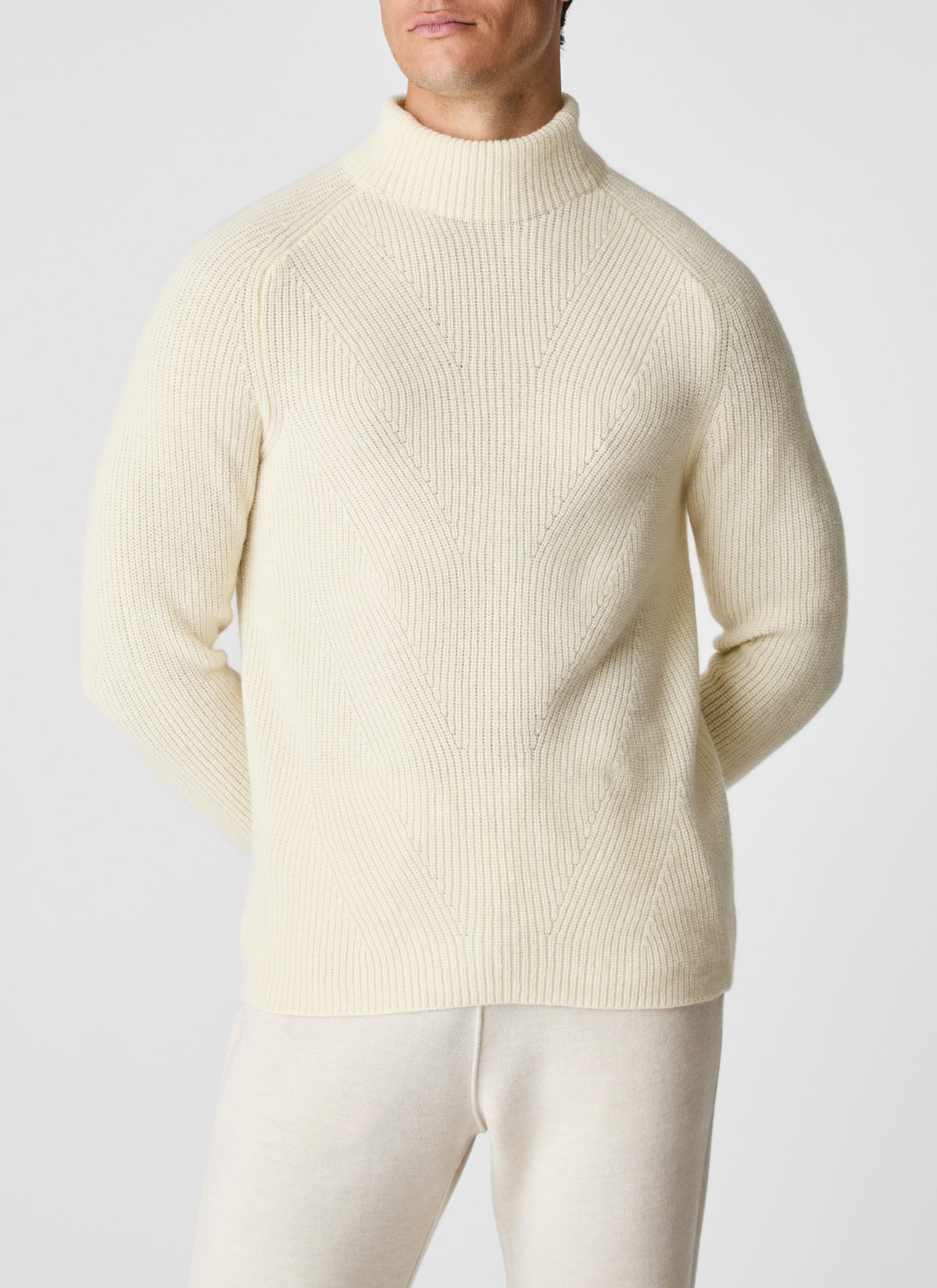 Pullover Stehkragen 1/1 Arm, New White Frontansicht
