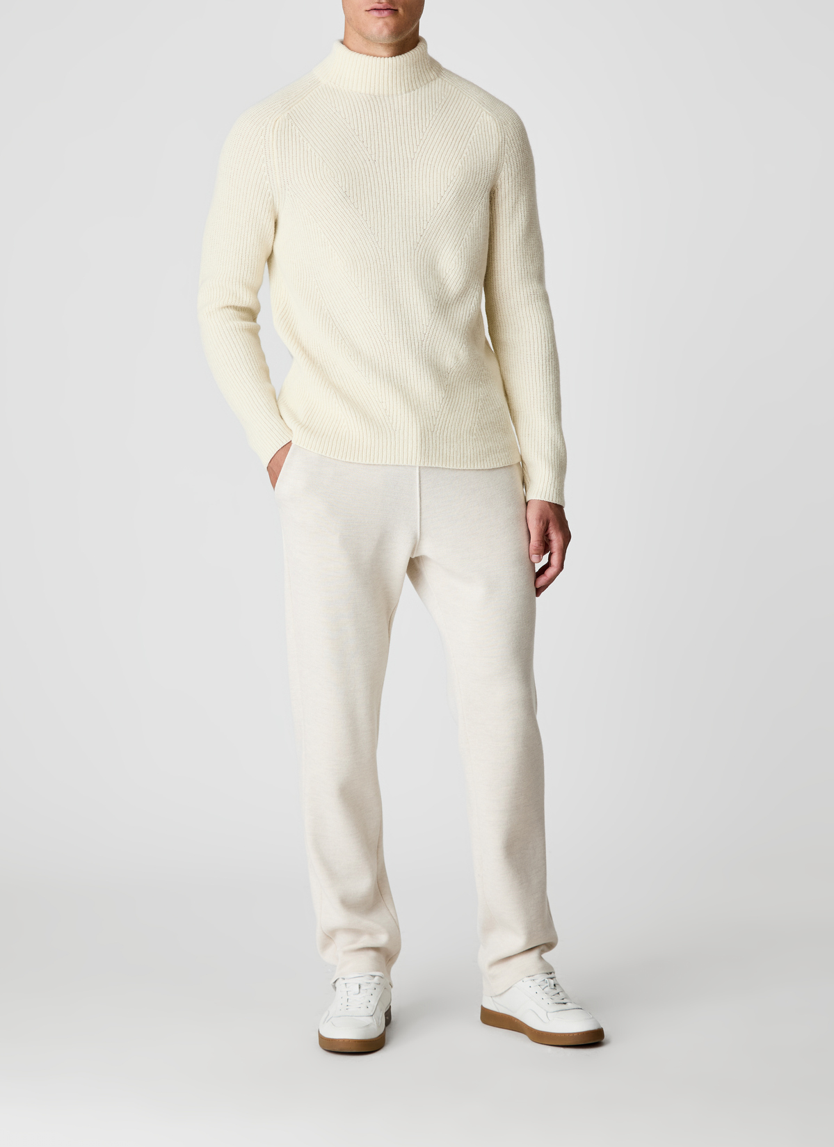 Pullover Stehkragen 1/1 Arm, New White Detailansicht 2
