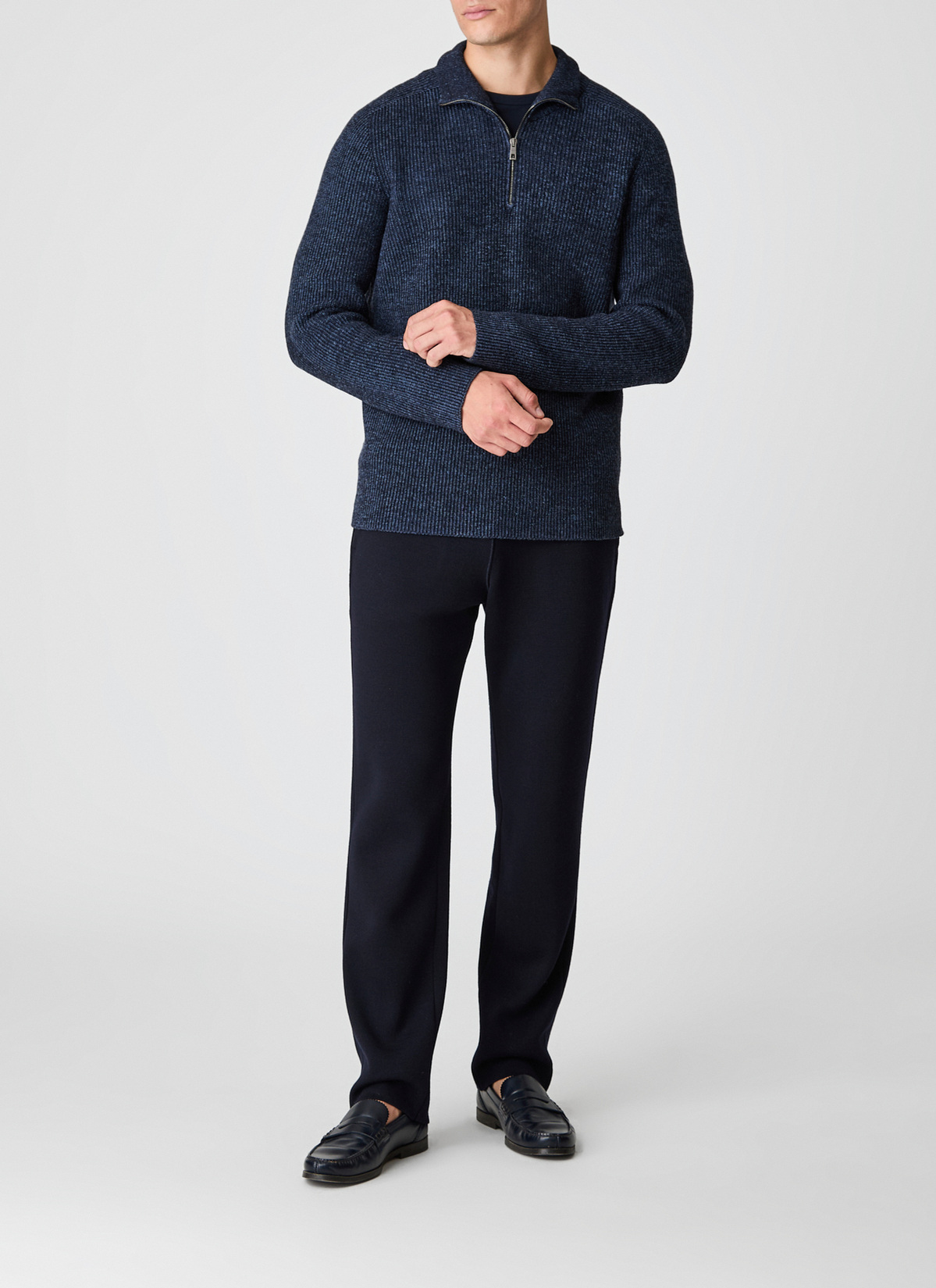 Pullover Troyer 1/1 Arm, Navy Frontansicht