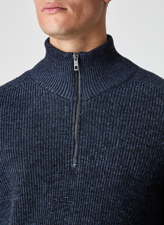 Pullover Troyer 1/1 Arm Navy Frontansicht