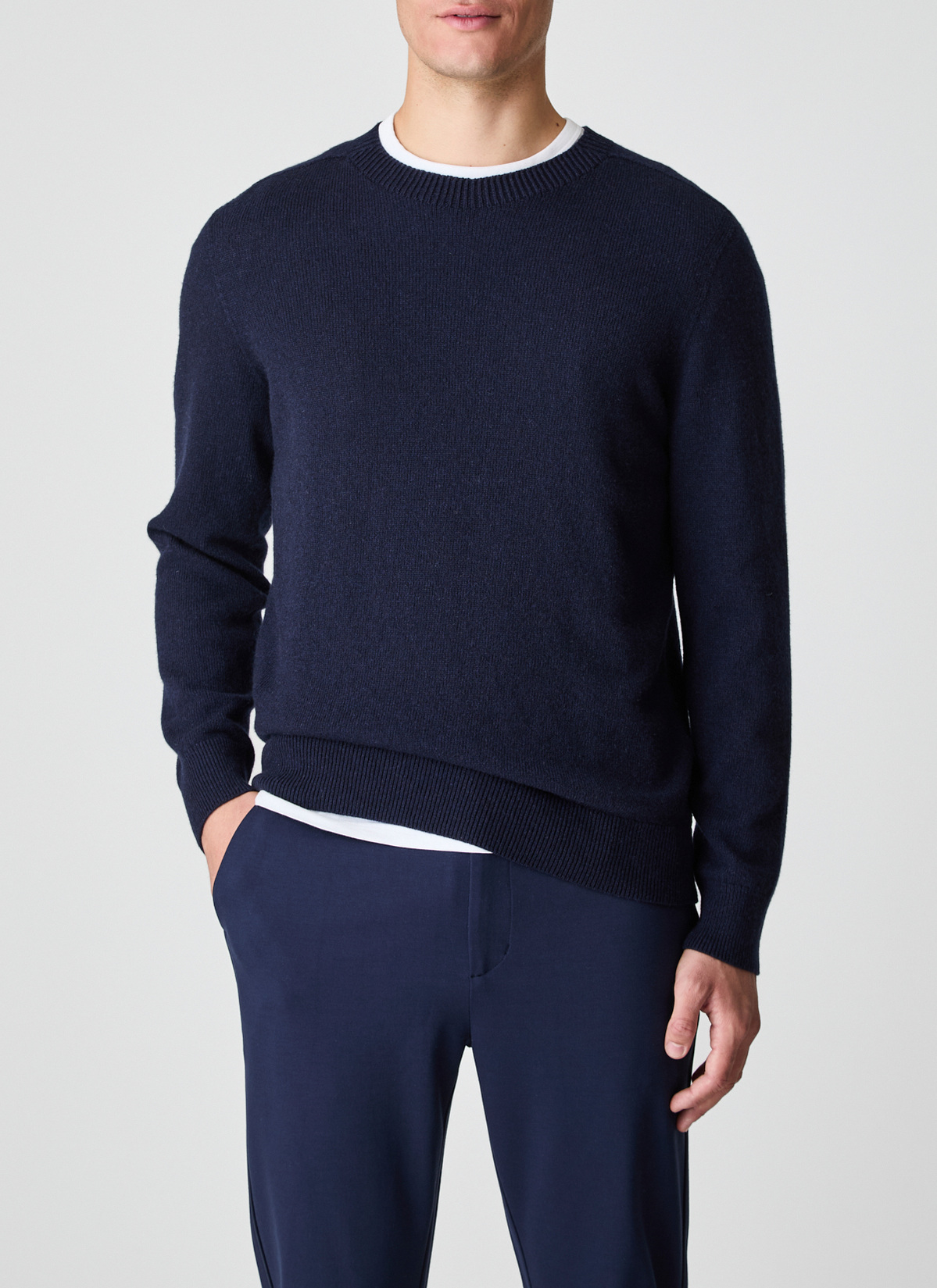 Pullover Rundhals 1/1 Arm, Navy Frontansicht