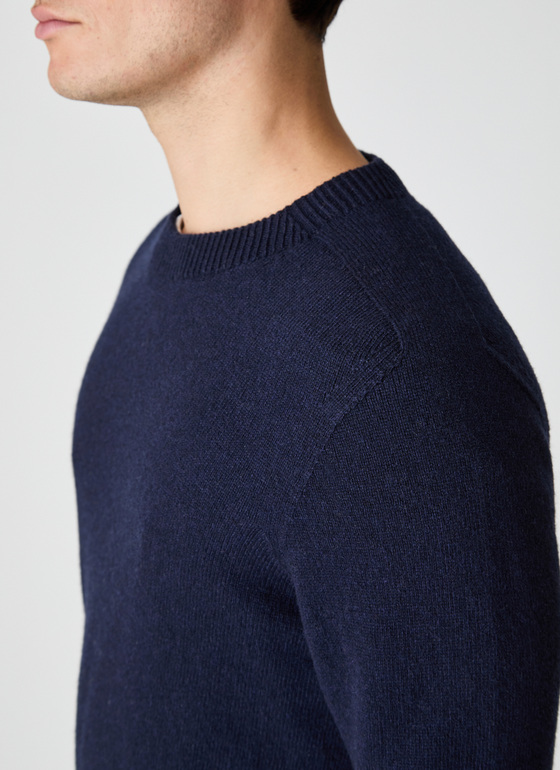 Pullover Rundhals 1/1 Arm Navy Frontansicht