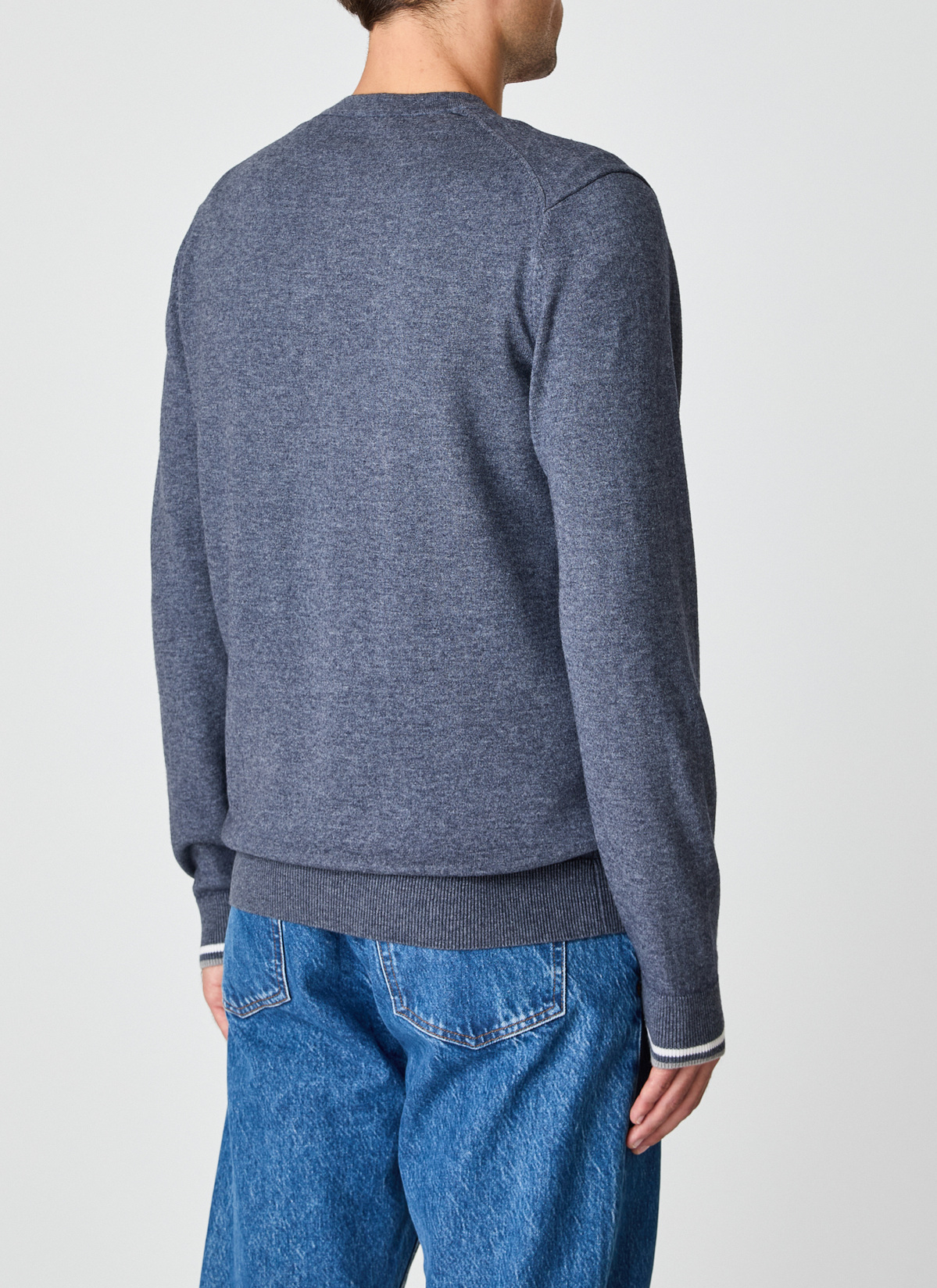 Pullover V-Ausschnitt 1/1 Arm, Ink Blue Rückansicht