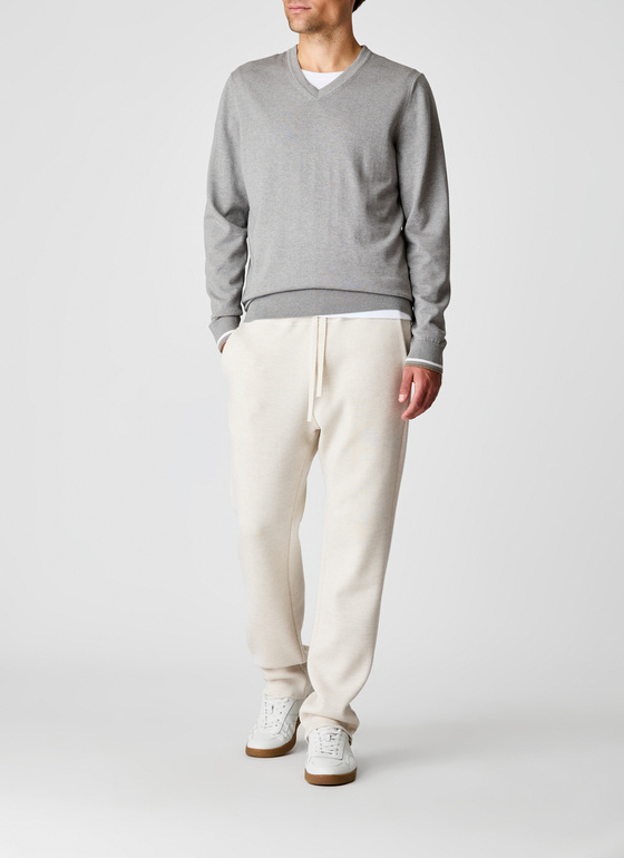 Pullover V-Ausschnitt 1/1 Arm Mercury Grey Frontansicht