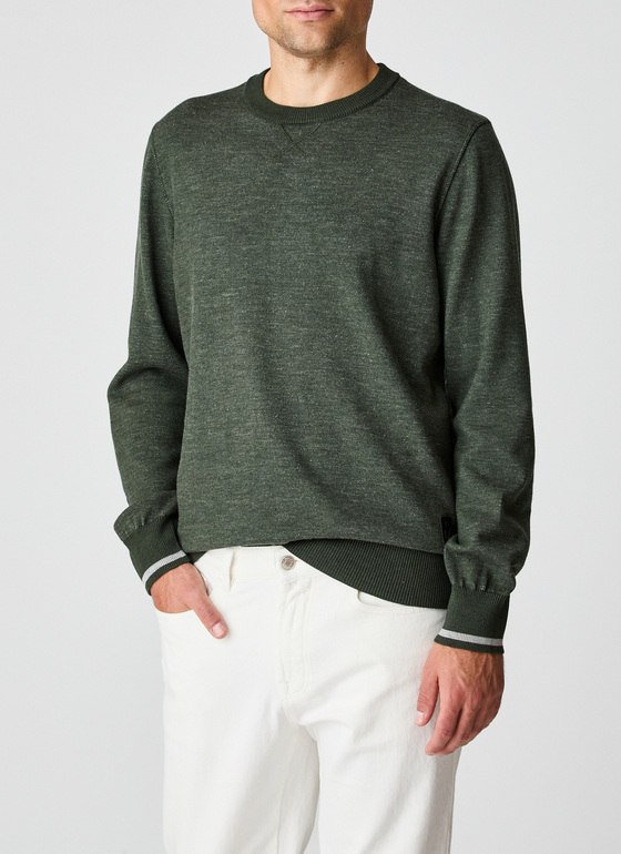Pullover Rundhals 1/1 Arm Moos Garden Frontansicht