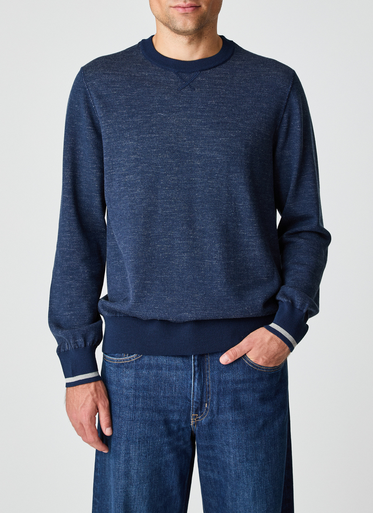 Pullover Rundhals 1/1 Arm, New Indigo Frontansicht