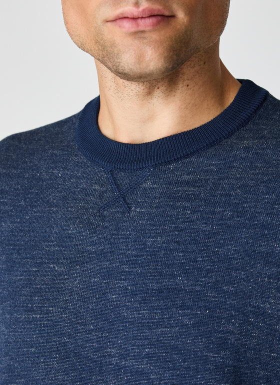 Pullover Rundhals 1/1 Arm New Indigo Frontansicht