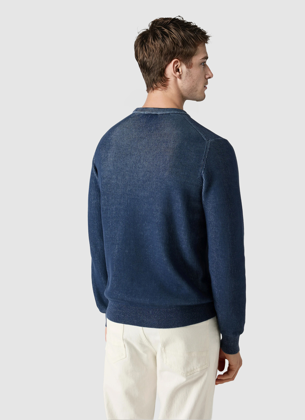 Pullover Rundhals 1/1 Arm, Dawn Blue Rückansicht