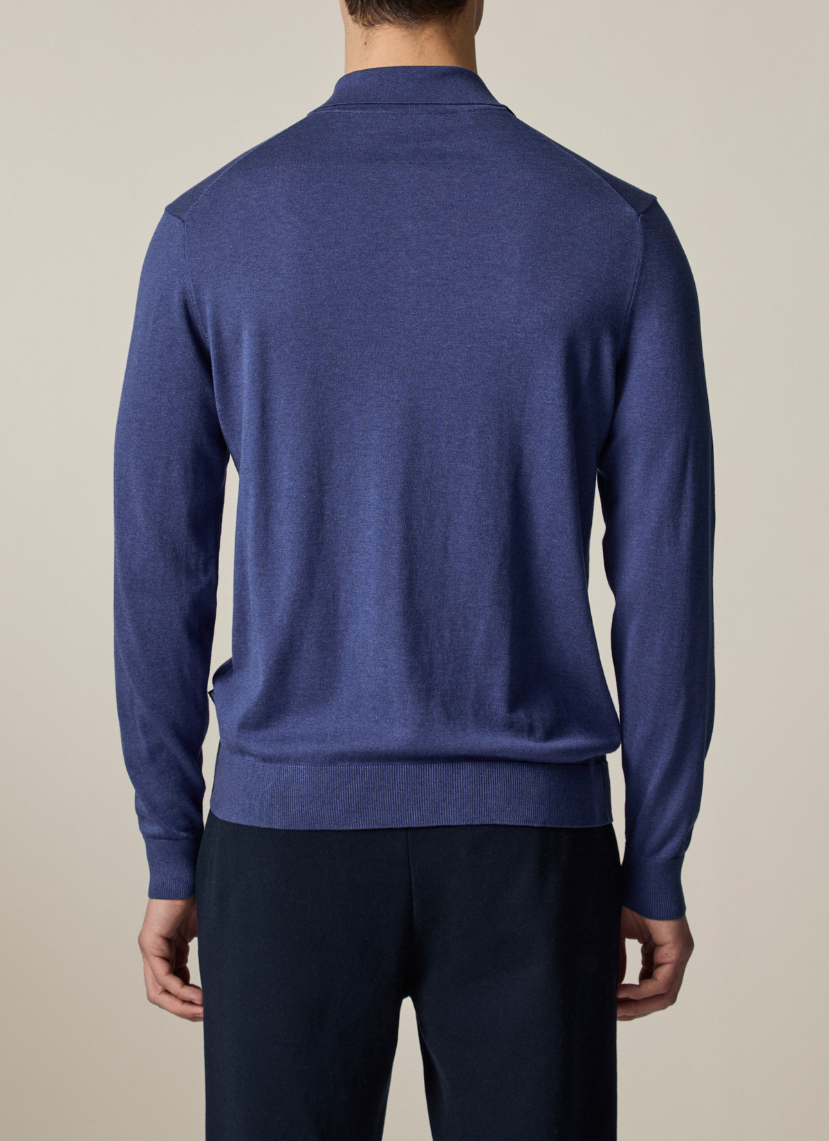 Pullover Polokragen Knopf 1/1 Arm, Deep Sea Rückansicht