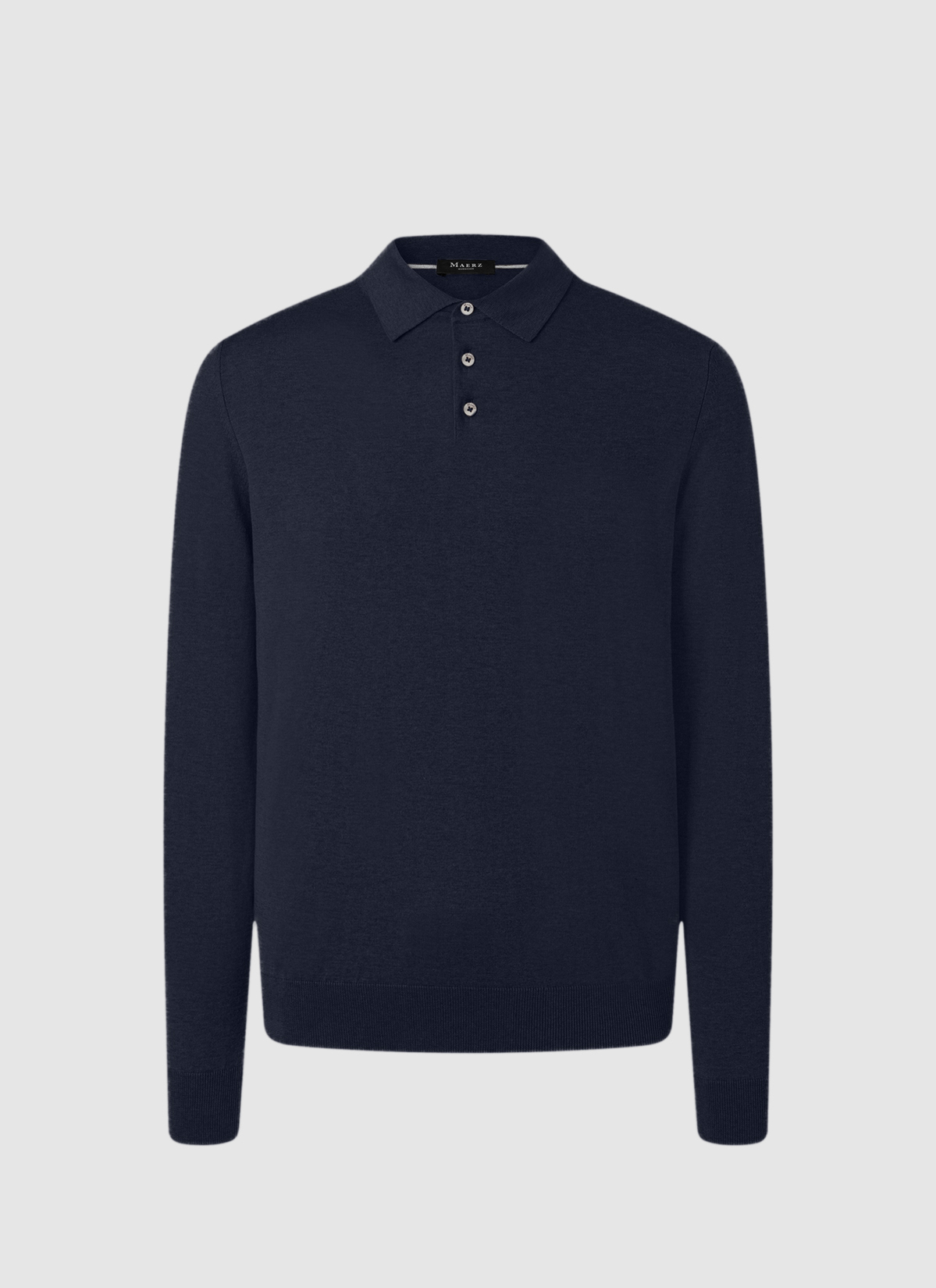 Pullover Polokragen Knopf 1/1 Arm, Navy 
