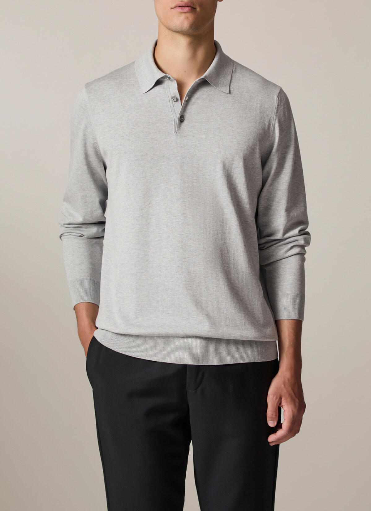 Pullover Polokragen Knopf 1/1 Arm, Mountain Peak Frontansicht