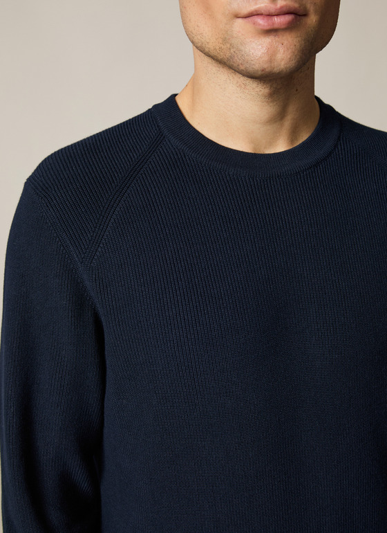 Pullover Rundhals 1/1 Arm Navy Frontansicht