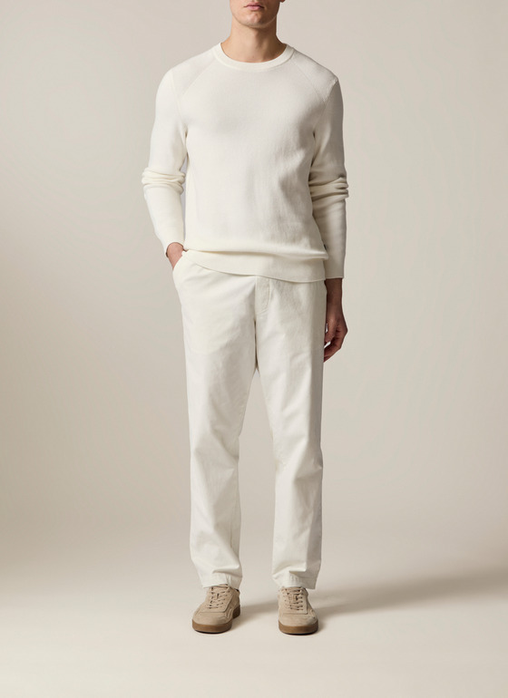 Pullover Rundhals 1/1 Arm Off White Frontansicht