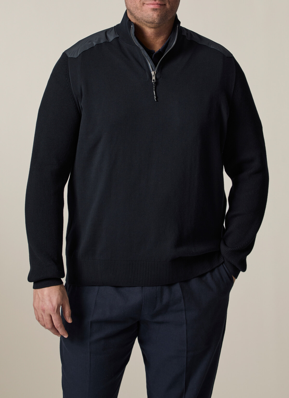 Pullover Troyer 1/1 Arm, Marine Detailansicht 1