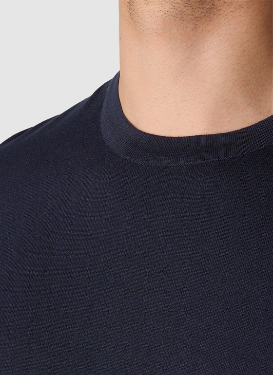 Pullover Rundhals 1/1 Arm Navy Frontansicht