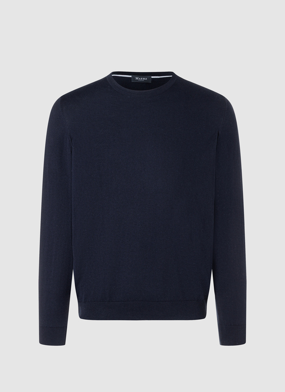 Pullover Rundhals 1/1 Arm Navy Frontansicht