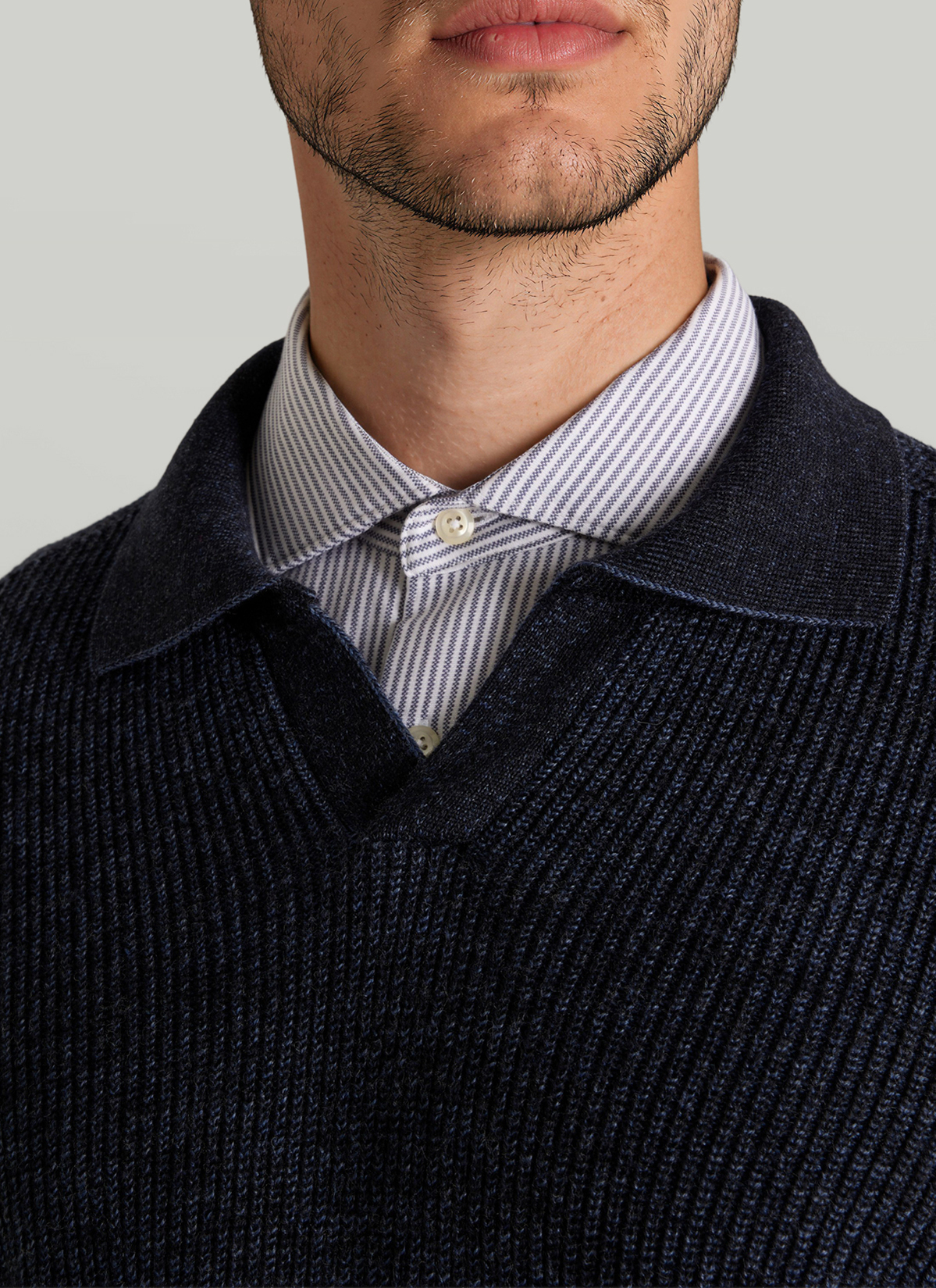 Pullover V-Ausschnitt 1/1 Arm, Navy Detailansicht 1