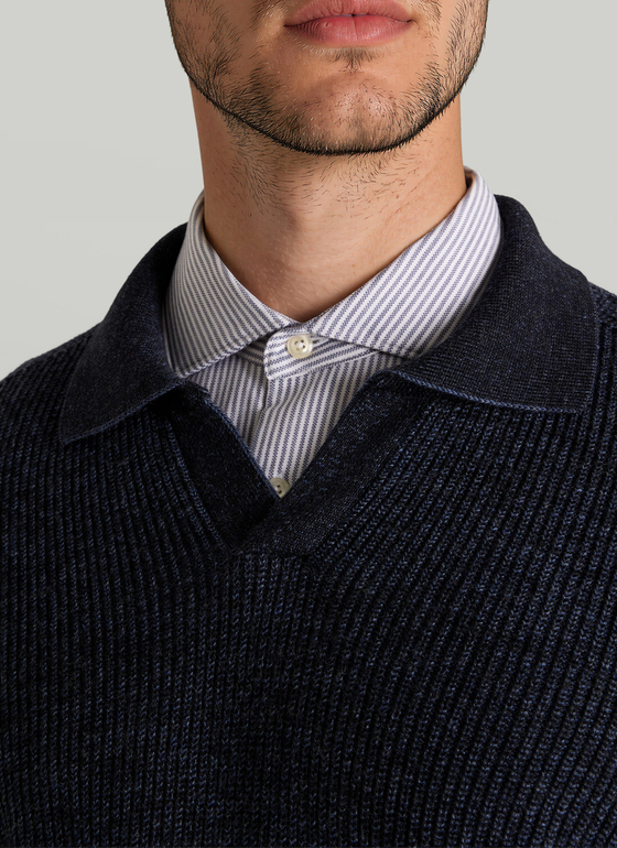 Pullover V-Ausschnitt 1/1 Arm Navy Frontansicht