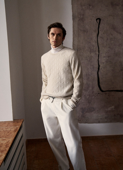 Pullover Rundhals 1/1 Arm, Mascarpone Cream Frontansicht
