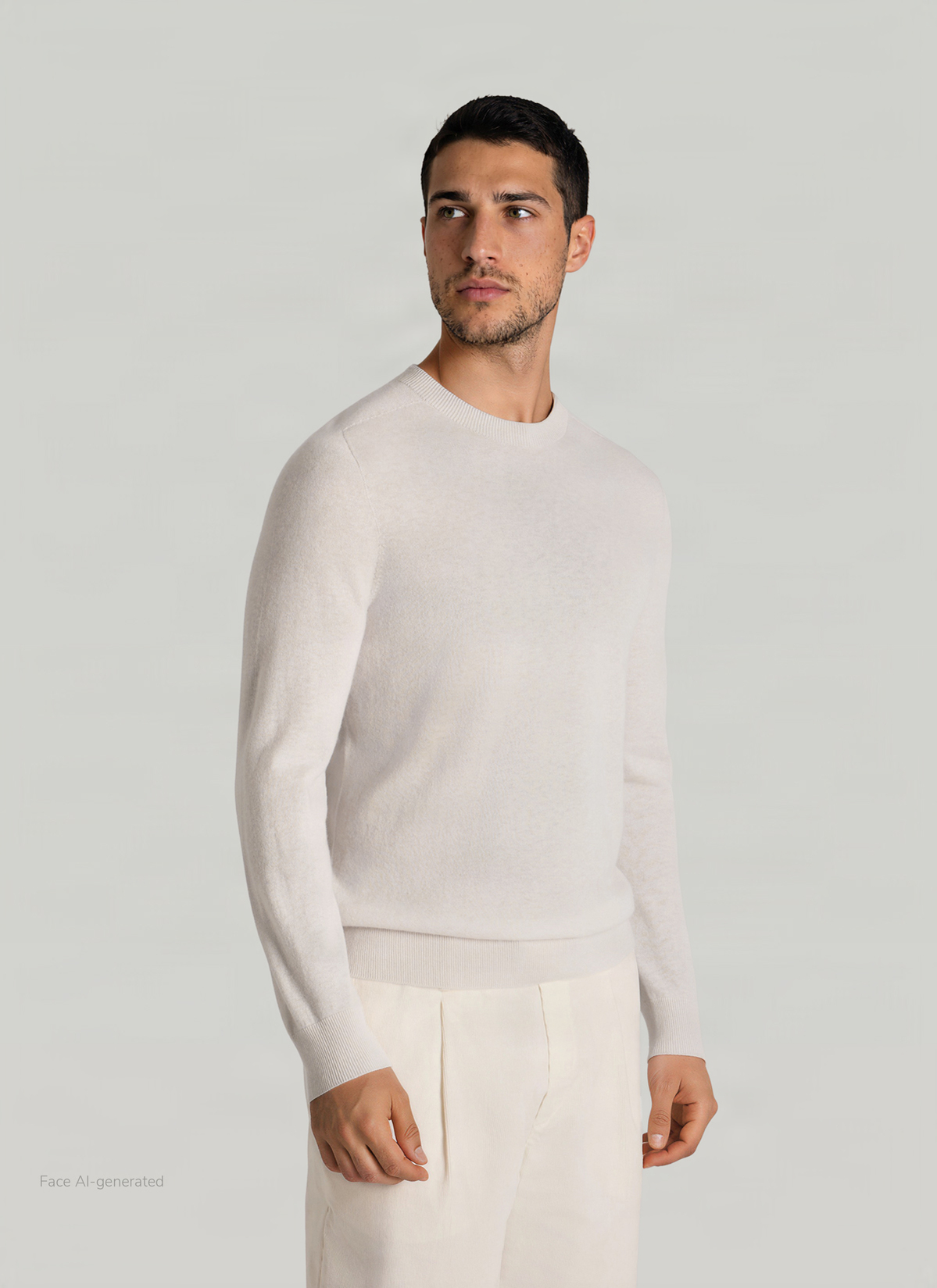 Pullover Rundhals 1/1 Arm, Mascarpone Cream Frontansicht