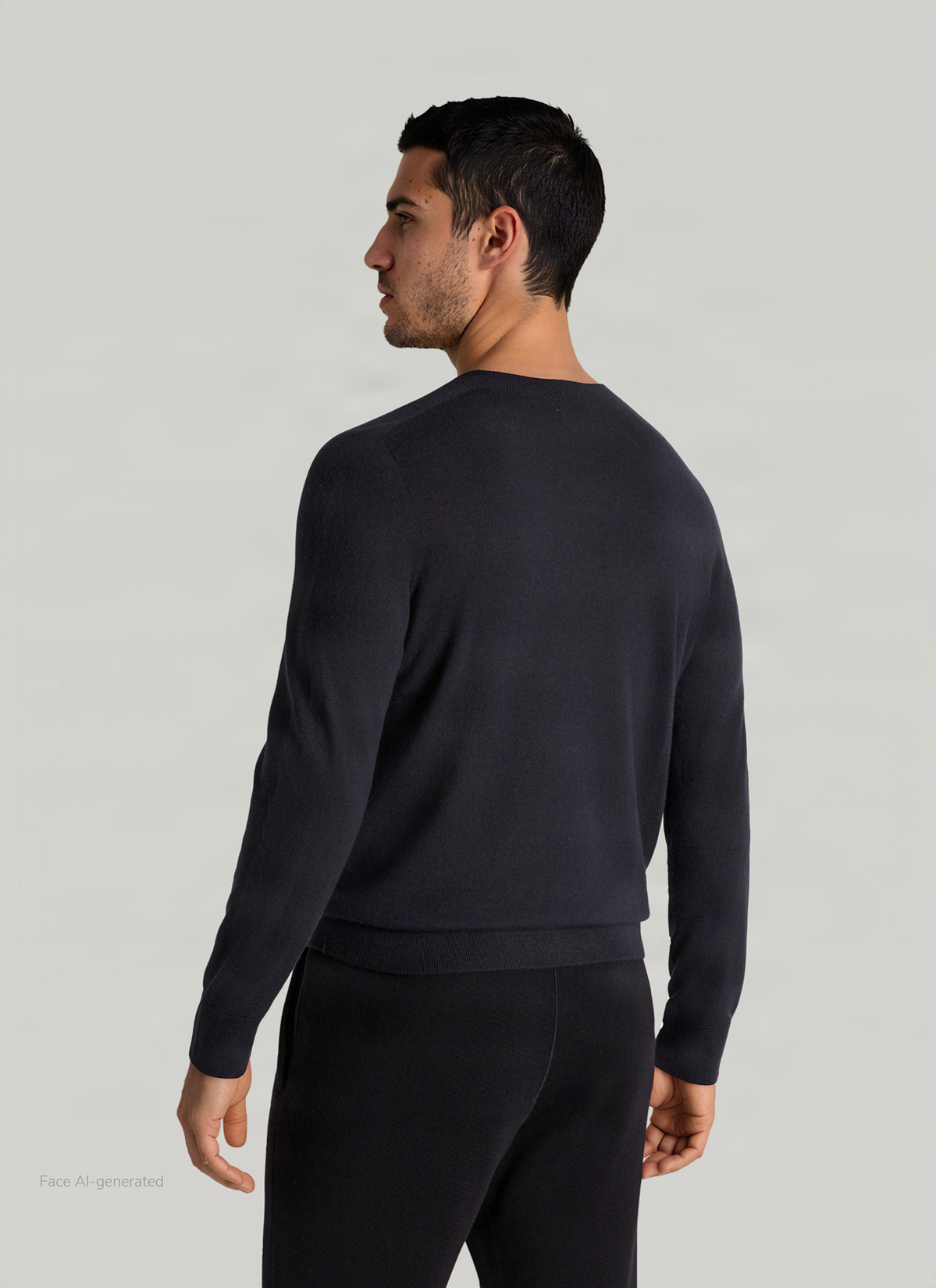 Pullover Rundhals 1/1 Arm, Navy Rückansicht