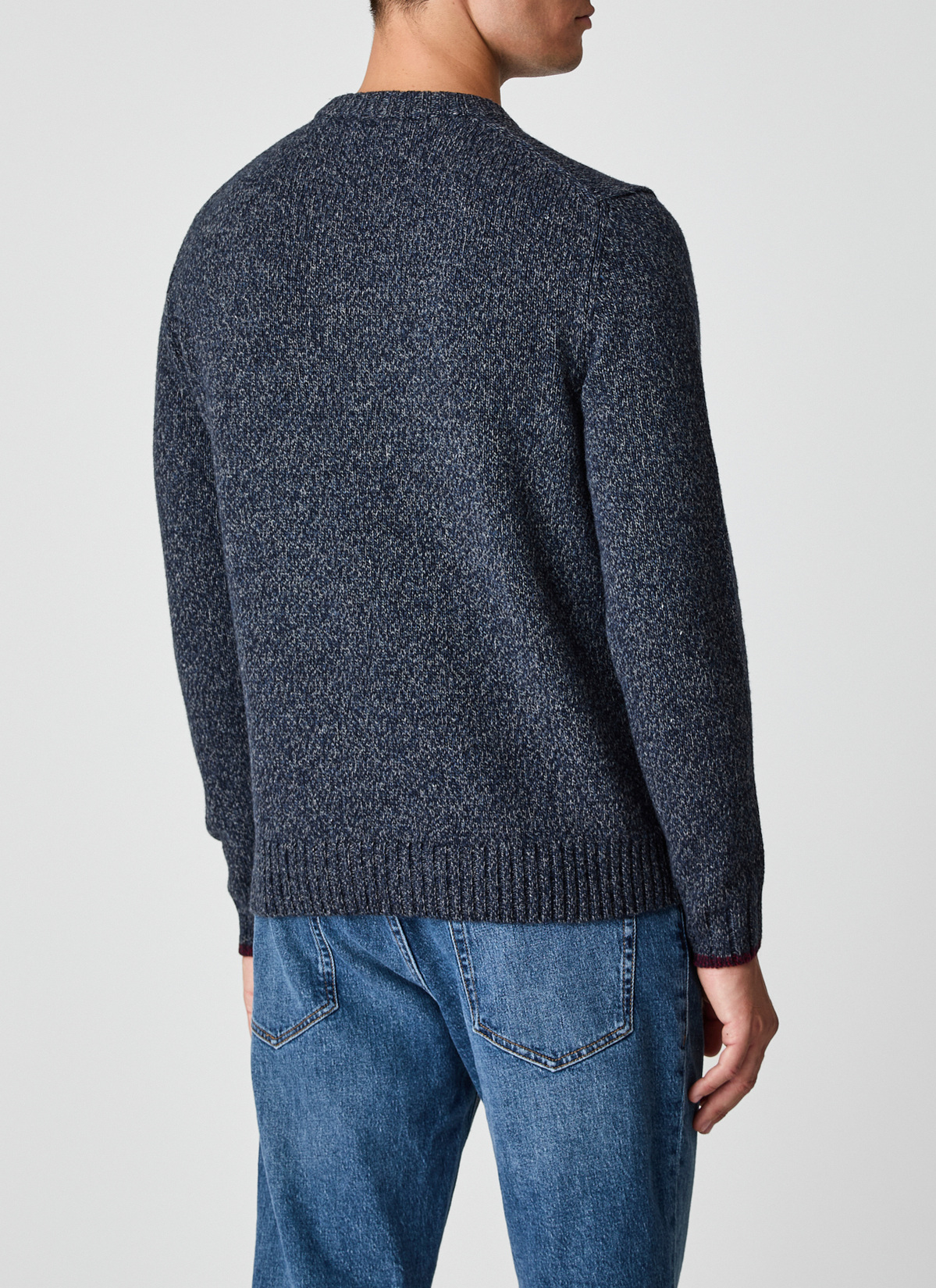 Pullover Rundhals 1/1 Arm, Navy Rückansicht