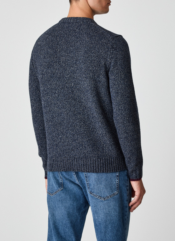 Pullover Rundhals 1/1 Arm Navy Frontansicht