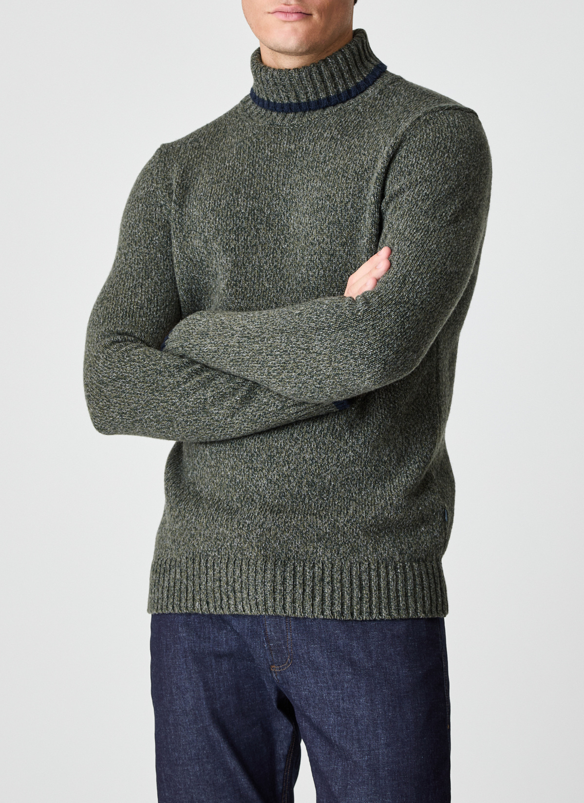 Pullover Rollkragen 1/1 Arm, Dark Moss Frontansicht