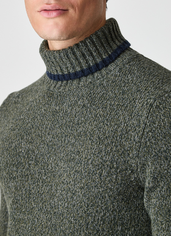 Pullover Rollkragen 1/1 Arm Dark Moss Frontansicht