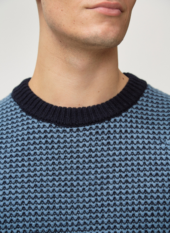 Pullover Rundhals 1/1 Arm Navy Frontansicht