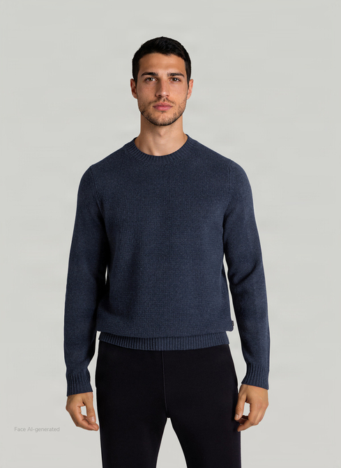 Pullover Rundhals 1/1 Arm, Midnight Blue Frontansicht