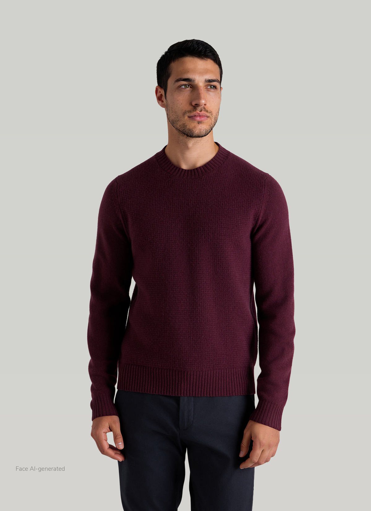 Pullover Rundhals 1/1 Arm, Mellow Cherry Frontansicht