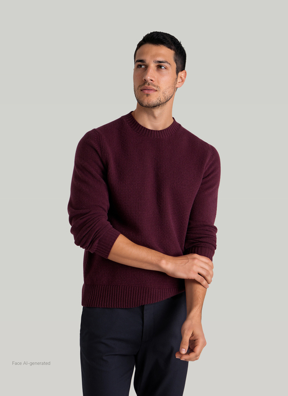 Pullover Rundhals 1/1 Arm Mellow Cherry Frontansicht