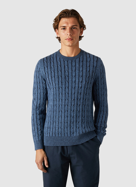 Pullover Rundhals 1/1 Arm Dawn Blue Frontansicht