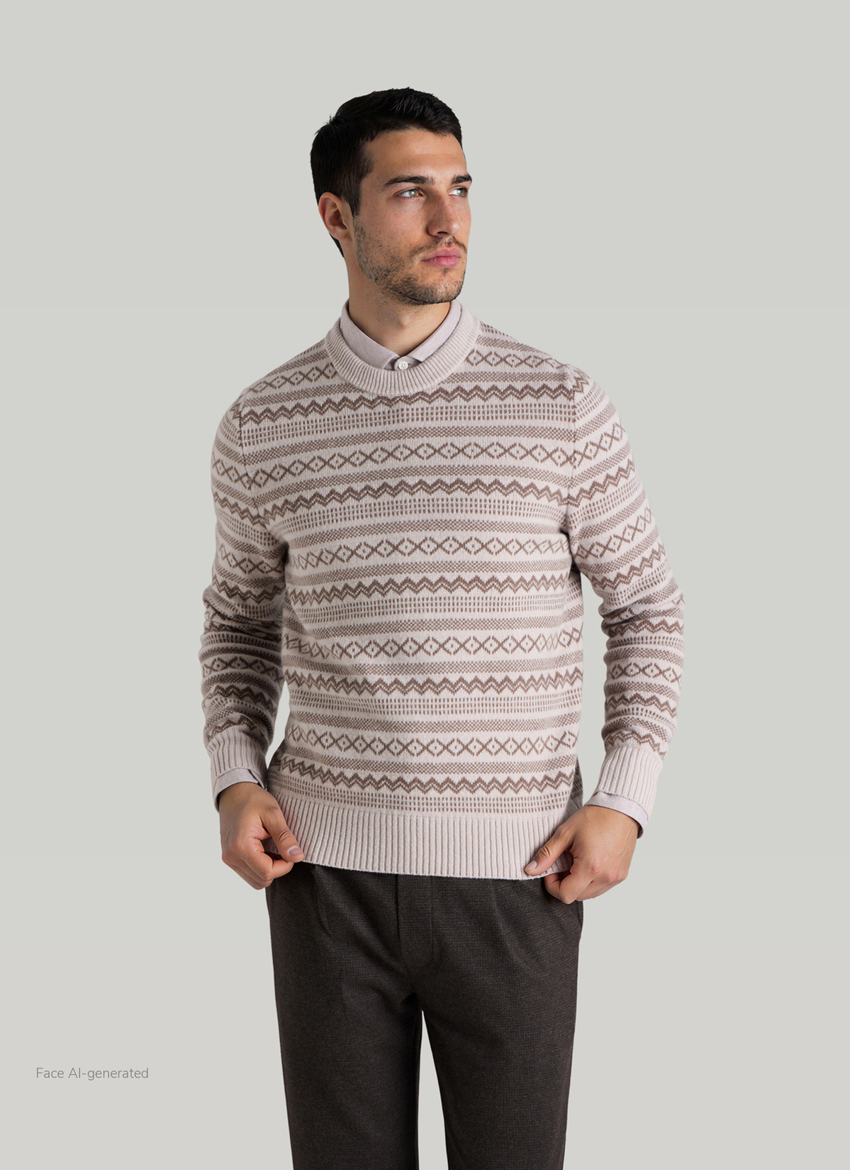 Pullover Rundhals 1/1 Arm, Autumn Stone Frontansicht